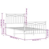 Metalni okvir kreveta uzglavlje i podnožje bijeli 90x190 cm | shoptok.hr