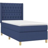  Box spring postelja z vzmetnico moder 90x200 cm blago | Shoptok.si