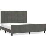  The Living Store Posteljni okvir z vzglavjem temno siv 160x200 cm žamet - Posteljni Okvir Z Vzglavjem, (21488985) | Shoptok.si