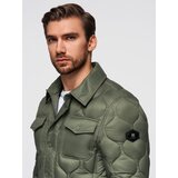 Ombre Men's quilted jacket in shirt cut - olive | ePonuda.com