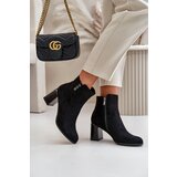 Boto Warm Eco Suede Women's Ankle Boots With Heel Zipper Black Erillia | Shoptok.si