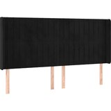 Maison Chic posteljno vzglavje - vzglavna omarica - nočna omarica z ušesi črno 203x16x118/128 cm žamet, (21710877) Cene