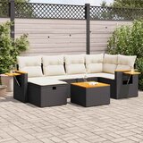 Maison Chic Seti vrtnega pohištva - Vrtna garnitura - Vrtni pohištvo set 7-delna z blazinami črn poli ratan, (21802657) | Shoptok.si