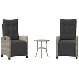  3-dijelni bistro set s jastucima svjetlosivi od poliratana - Svjetlosiva 1 | shoptok.hr