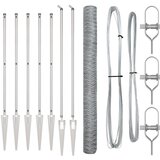 vidaXL Heksagonalna ograja 1.5x10 m Pocinkano jeklo, Ograjne stojala s konico 7 kos Ø32 mm 170 cm Pocinkano jeklo Cene