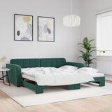 vidaXL Izvlečna dnevna postelja temno zelena 100x200 cm žamet | Shoptok.si