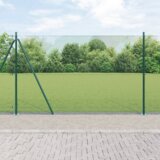 vidaXL varjena žičnata ograja z 13 stebri z razširjenim spodnjim delom zelena 1.4x25 m jeklo | Shoptok.si