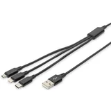 USB polnilni kabel Apple Lightning vtič , USB-A vtič, USB-C vtič, USB-mikro-B vtič 1 m črna izredno robusten pleteni plašč, prilagodljiv, kabe, (20432835)
