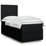 vidaXL Box spring postelja z vzmetnico črna 90x200 cm blago | Shoptok.si