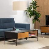 Ixia Črna mizica v jesenovem dekorju 60x124 cm Orleans – | Shoptok.si