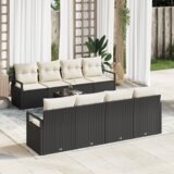 vidaXL 9-delna vrtna sedežna garnitura z blazinami Črna Poly Rattan | Shoptok.si