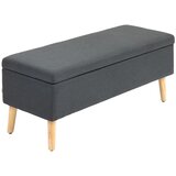  Tapecirana klupa s prostorom za pohranu klupa za krevet u izgledu lana kaučukovo drvo 110 x 39 x 45 cm tamno siva Cijene