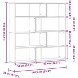  Kutni regal za knjige 4 razine boja betona 85x85x140 cm drveni | shoptok.hr