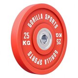 Gorilla Sports Bumper Plate Profi olimpijski teg 25 kg, 50/51 mm, crveni Cene