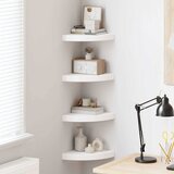  Plutajuće kutne police 4 kom. visoki sjaj bijele 25x25x3,8 cm MDF | shoptok.hr