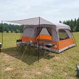 Obiteljski šator s krovom Siva i narančasta 500 x 400 x 230 cm Cijene