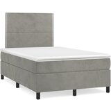 vidaXL Krevet box spring s madracem LED svjetlosivi 120x190 cm tkanina | shoptok.hr