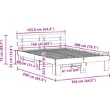 vidaXL Posteljni okvir s hrbtno oporo Bela 160x200 cm Trden borov les | Shoptok.si