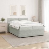  Boxspring krevet s madracem Svjetlosiva 200 x 200 cm Baršun - Svjetlosiva 200 x 200 cm Prošiveno gumbima | shoptok.hr
