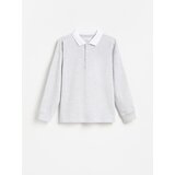 Reserved Pamučna polo-majica dugih rukava - svijetlo siva | shoptok.hr