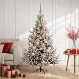  Umjetno božićno drvce s kuglicom 120 cm 150 LED lampica - Zelena i bijela 120 cm s LED-ima i ružičastim lopticama | shoptok.hr