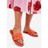 Boto Women's sandals on a flat heel with cutouts eco suede orange Teterre Cene