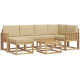  Set vanjskih sofa 7 kom. Bijela i bež Čvrsto drvo akacije | shoptok.hr