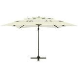  Vrtni suncobran s 4 razine i stupom 250 x 250 cm boja pijeska | shoptok.hr