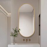  Veliko ovalno zidno ogledalo 100 × 50 cm – zlatni okvir | shoptok.hr