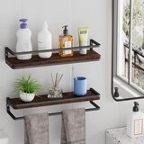 AFAJWSC 42 cm lesena stenska polica s kovinskim nosilcem | Shoptok.si