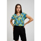 Moodo Women's T-shirt with tropical pattern - blue | Shoptok.si
