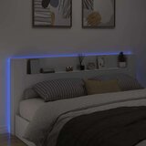 VidaXL Omarica za vzglavje postelje LED bela 220x16,5x103,5 cm Slike