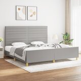 Maison Chic Posteljni okvir - Dvoposteljna postelja - Zakonska postelja brez vzmetnice svetlo siv 200x200 cm blago-J4172, (21760521) | Shoptok.si