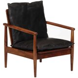  Fotelja crna od prave kože i masivnog bagremovog drva | Eponuda.com