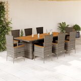 vidaXL 9-dijelni vrtni blagovaonski set sivi od poliratana | shoptok.hr