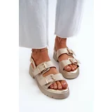 Kesi Women's Sandals with Buckles Eco Leather Gold Konantia