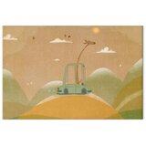  Slika - Dreamy Traveler - A Cheerful Giraffe Driving a Car on a Sunny Day 120x80 Premium Print | shoptok.hr