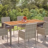vidaXL Vrtna miza z leseno mizno ploščo siva 190x90x75 cm poli ratan | Shoptok.si