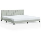 vidaXL Posteljni okvir z vzglavjem svetlo siv 200x200 cm žamet | Shoptok.si