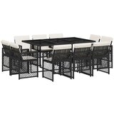 vidaXL 11-dijelni vrtni blagovaonski set s jastucima poliratan crni | shoptok.hr