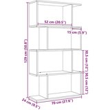 vidaXL Pregrada / regal za knjige 4 razina hrast 70x24x129 cm drveni | shoptok.hr