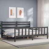 vidaXL Okvir za krevet s uzglavljem sivi 200 x 200 cm od masivnog drva | shoptok.hr
