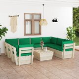 The Living Store Vrtna garnitura iz palet 9-delna z blazinami smrekovina - Vrtna Sedežna Garnitura, (21477063) | Shoptok.si