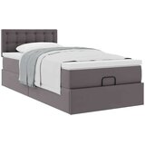 vidaXL Otomanski posteljni okvir z vzmetnico siv 100x200 cm um. usnje | Shoptok.si