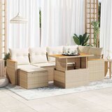 vidaXL 7-dijelni set vrtnih sofa s jastucima bež od poliratana bagrem | shoptok.hr