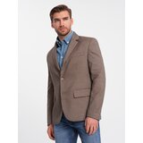 Ombre Men's casual jacket in delicate check - brown Cijene