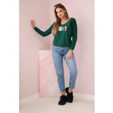 Kesi Women's sweatshirt with a sequin inscription green | Shoptok.si