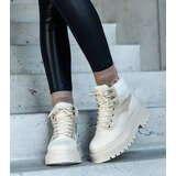 Gemre Beige ankle boots on a thick sole with fur Best | Shoptok.si