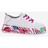 VINCEZA Women's Leather Sneakers On Patterned Platform | Shoptok.si