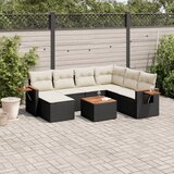  8-dijelni set vrtnih sofa od poliratana s jastucima crni | shoptok.hr